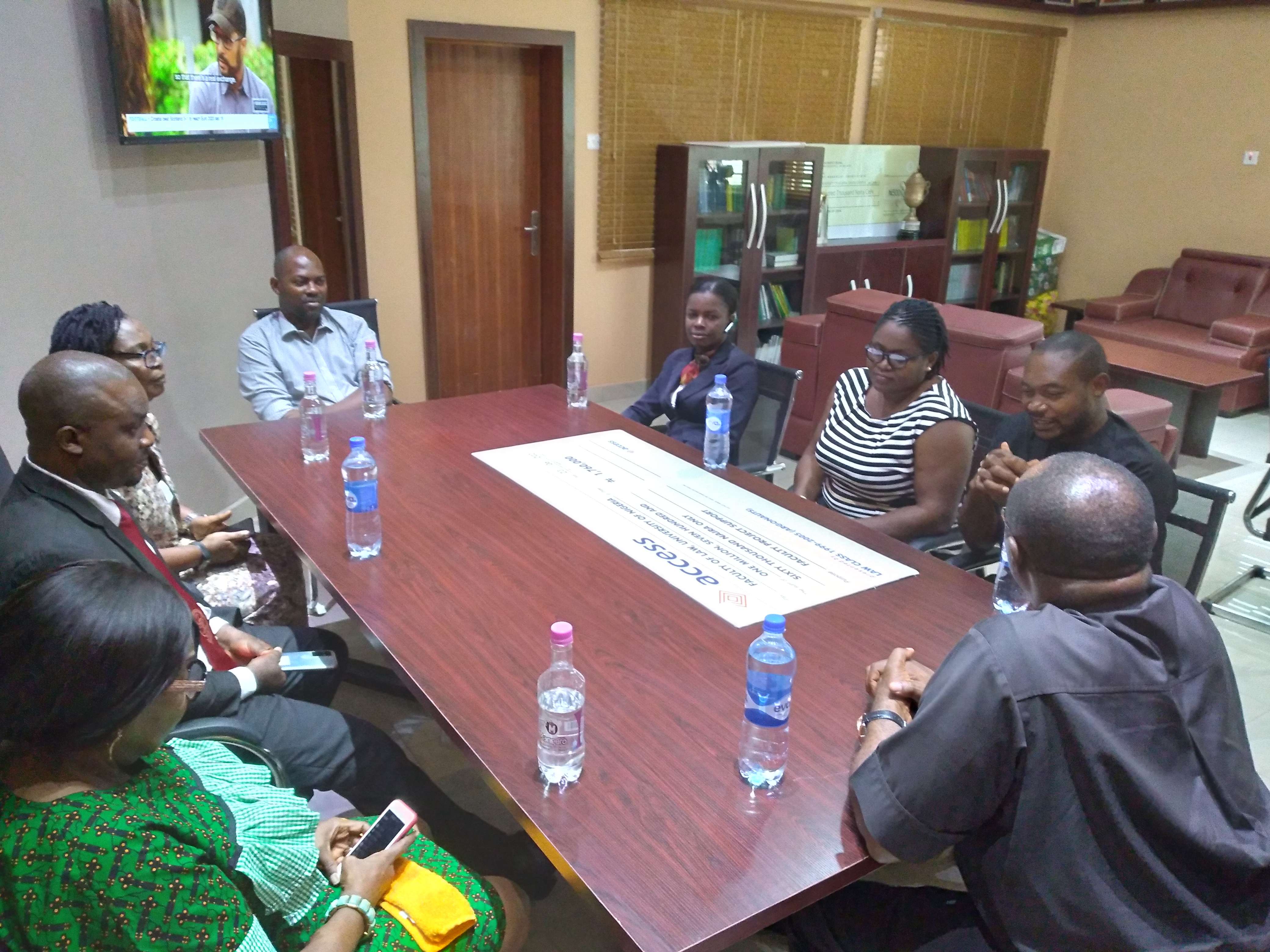 The faculty were presented with a Cheque of One million seven hundred and sixty thousand Naira (N1,760,000) by the alumni set of 2005.